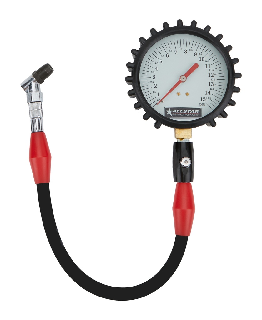Allstar Performance - Tire Pressure Gauge 0-15 PSI 4in Glow