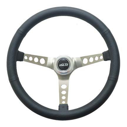 Gt Performance - Steering Wheel Retro Leather Stainless Spokes