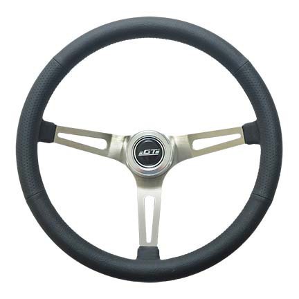 GT Performance - Steering Wheel Retro Leather Stainless Spokes