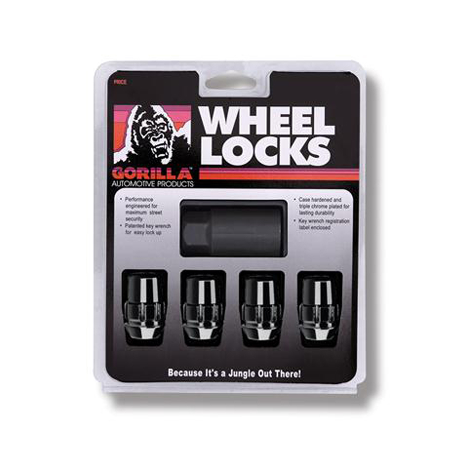 [GOR71641NBC] Gorilla - Wheel Locks Acorn Black Chrome 14mm x 1.50 4Pack