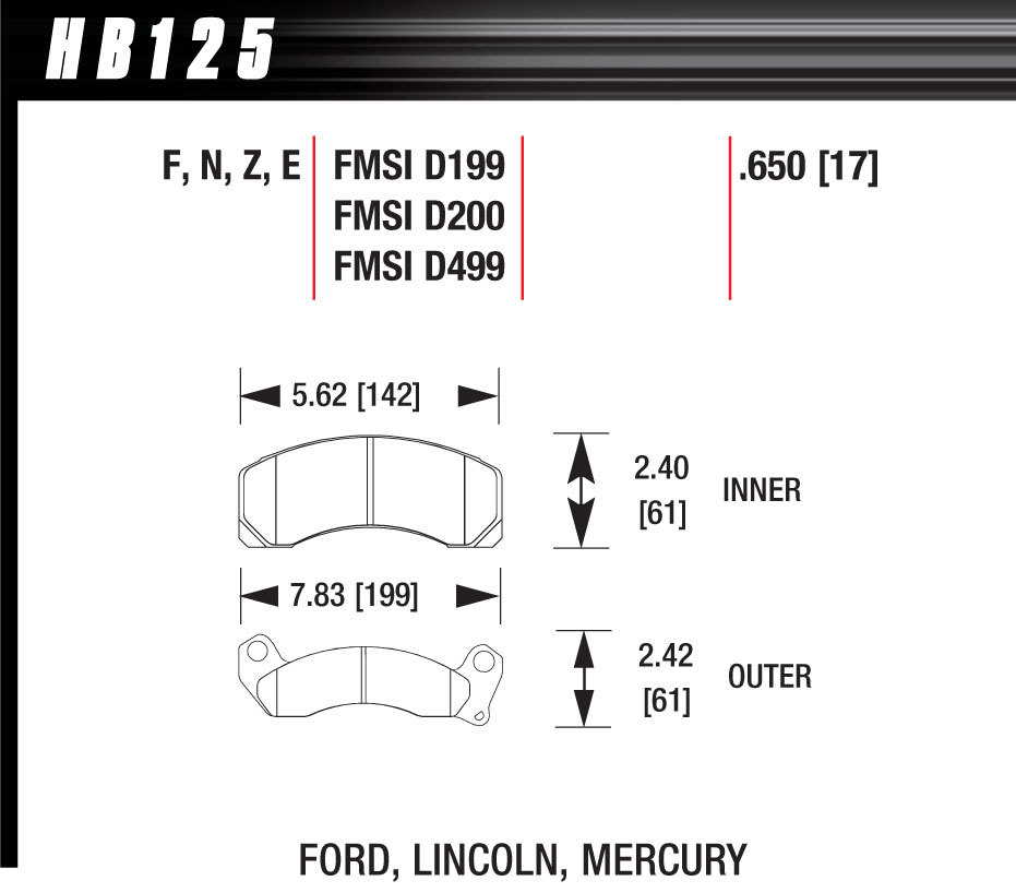 [HAWHB125E650] Hawk Brake - Brake Pads Blue 9012 Ford