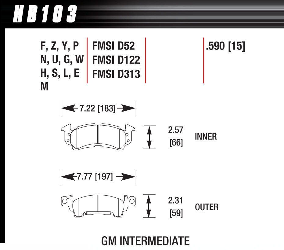 Hawk Brake - Brake Pad Gm D-52 Blue Pad