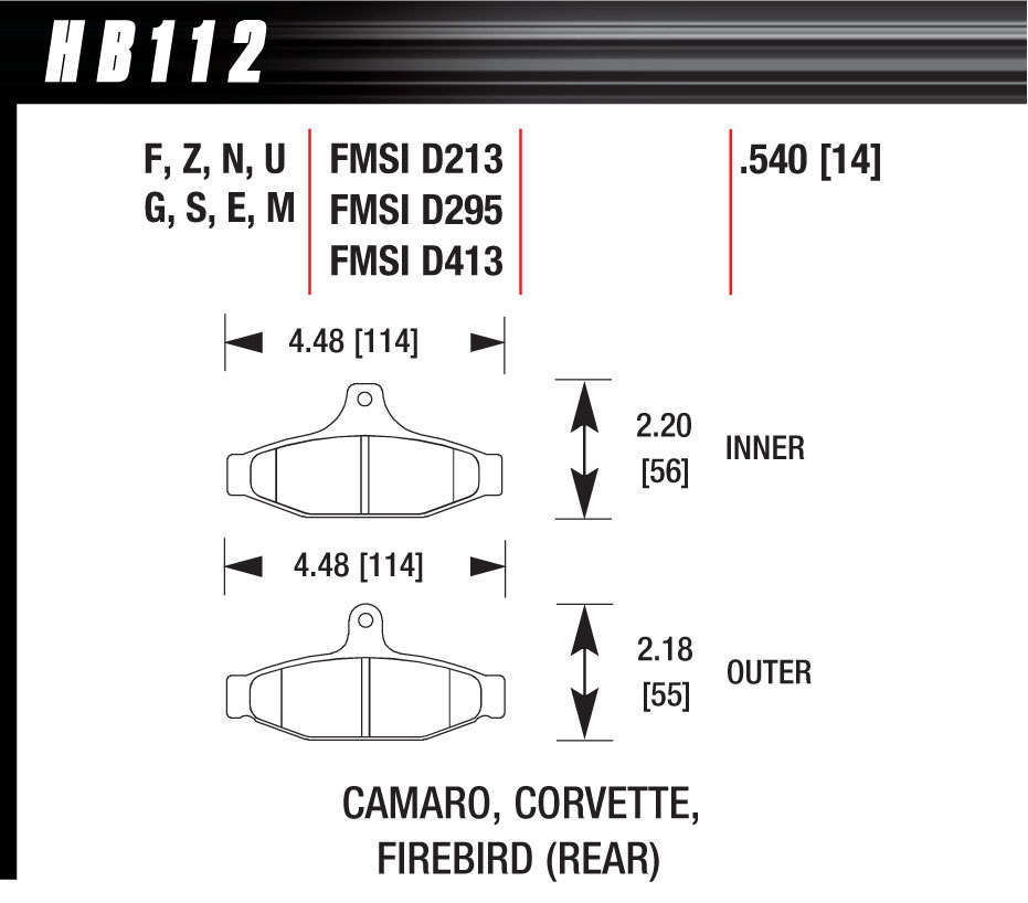 [HAWHB112E540] Hawk Brake - Brake Pads Blue 9012 Camaro