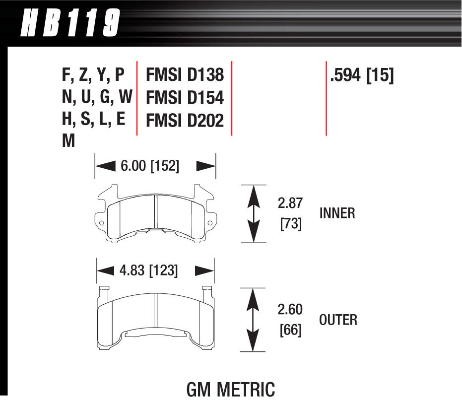[HAWHB119W594] Hawk Brake - Metric Gm Dtc-30