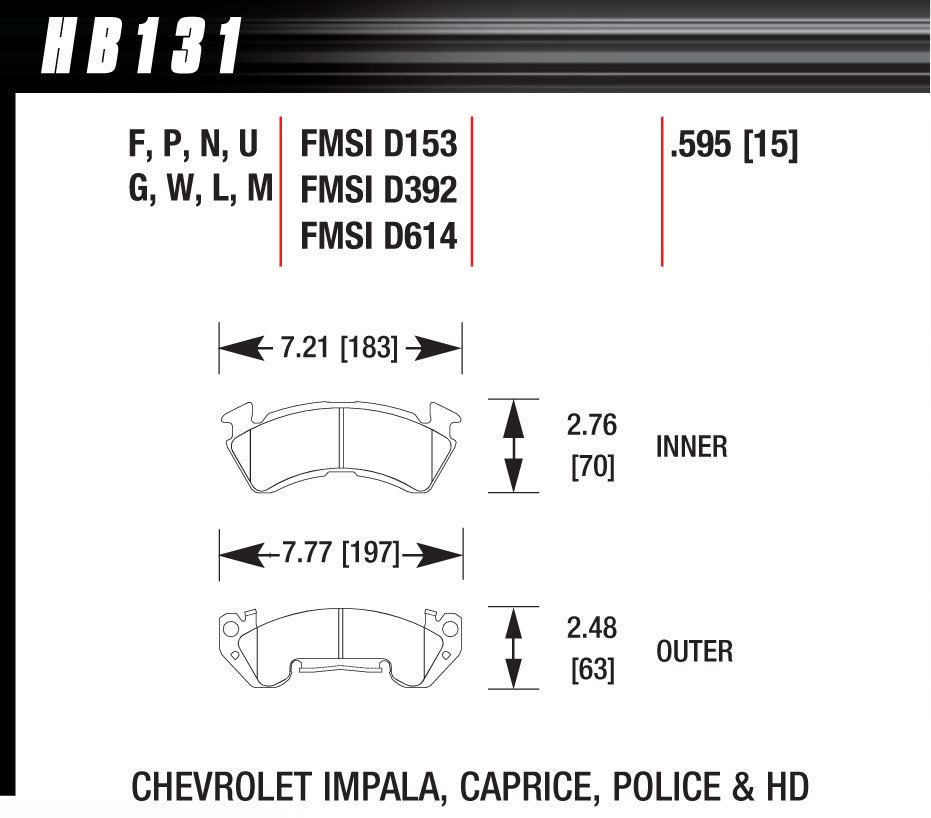 [HAWHB131M595] Hawk Brake - Full Size GM Magnum-Blk