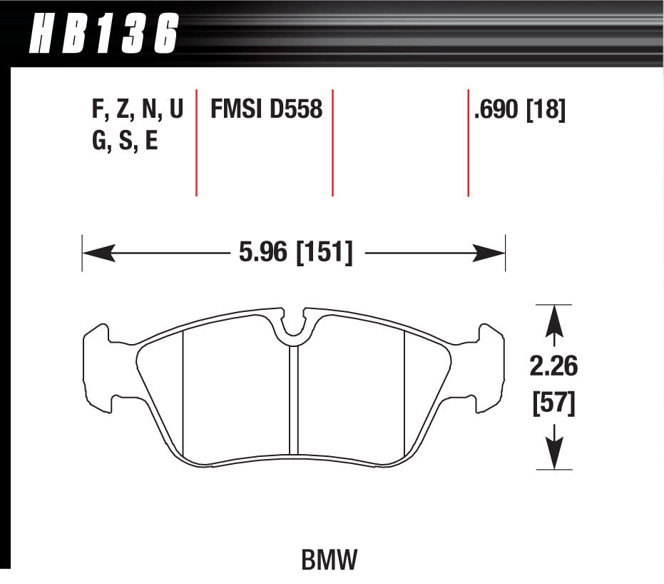 [HAWHB136G690] Hawk Brake - Brake Pads Dtc-60 Bmw Front