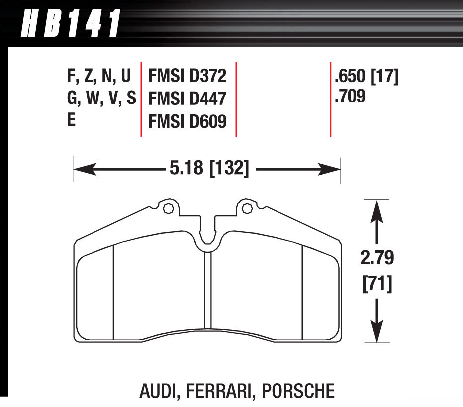 [HAWHB141U650] Hawk Brake - Brake Pads Dtc-70 Audi Ferrari Porsche