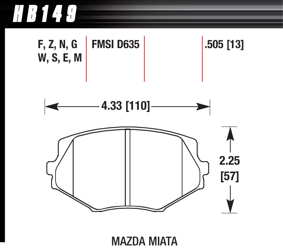 [HAWHB149G505] Hawk Brake - Brake Pads Front Mazda Miata MX-5 DTC-60