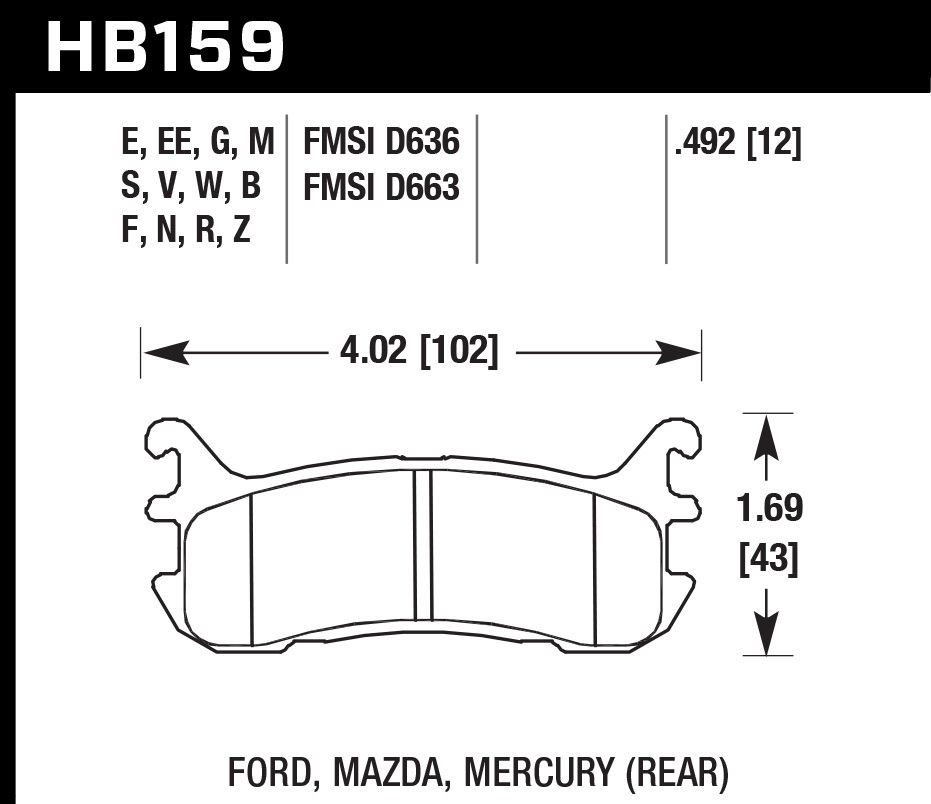 [HAWHB159W.492] Hawk Brake - Street Brake Pads Rear Miata DTC 30
