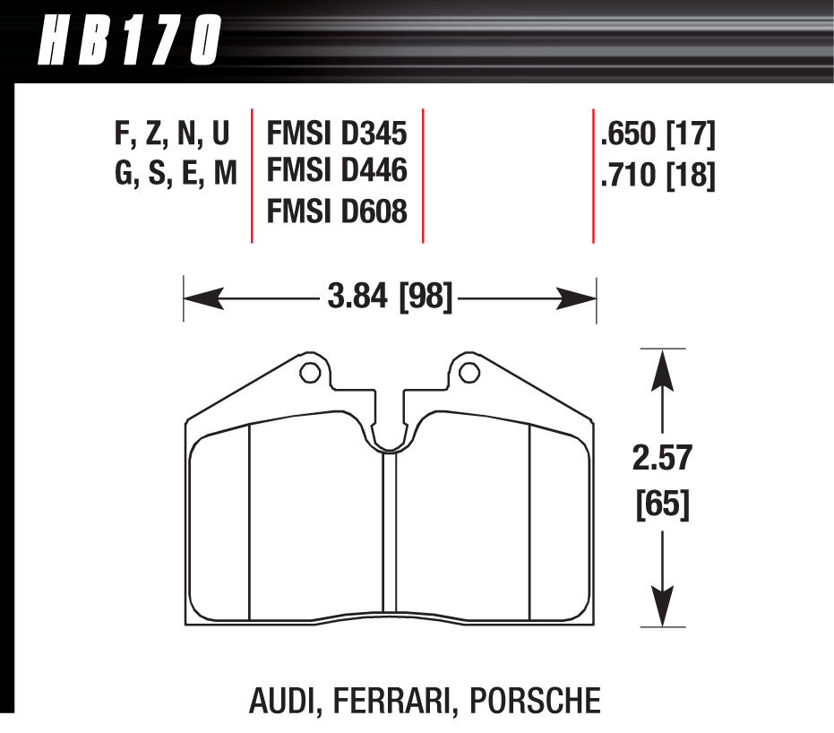 [HAWHB170G650] Hawk Brake - Brake Pad Maserati Porsche Ferrari Fr & Rr