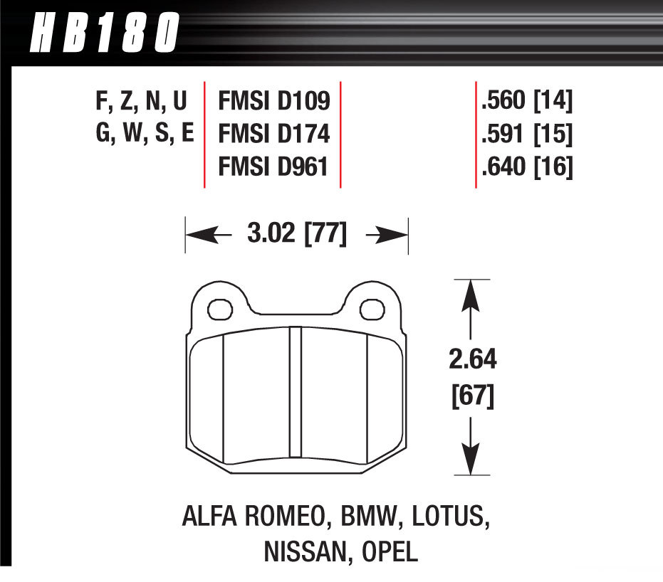 [HAWHB180F560] Hawk Brake - Performance Street Brake Pads (4)
