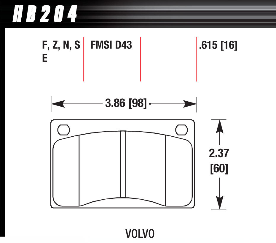 [HAWHB204N615] Hawk Brake - Brake Pads Volvo Front HP Plus