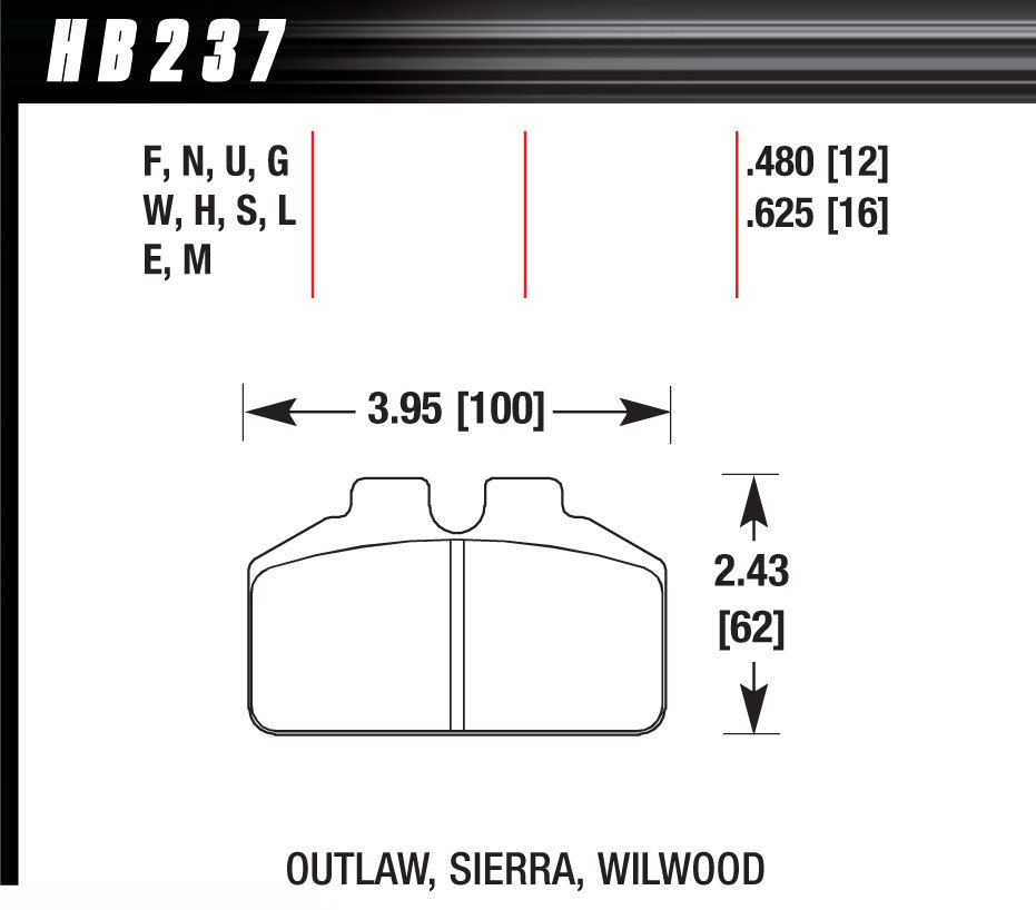 [HAWHB237U625] Hawk Brake - Dl Bridgebolt Dtc 70