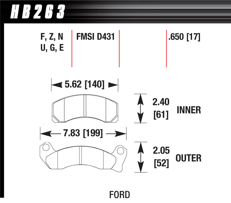 [HAWHB263F650] Hawk Brake - Performance Street Brake Pads (4)