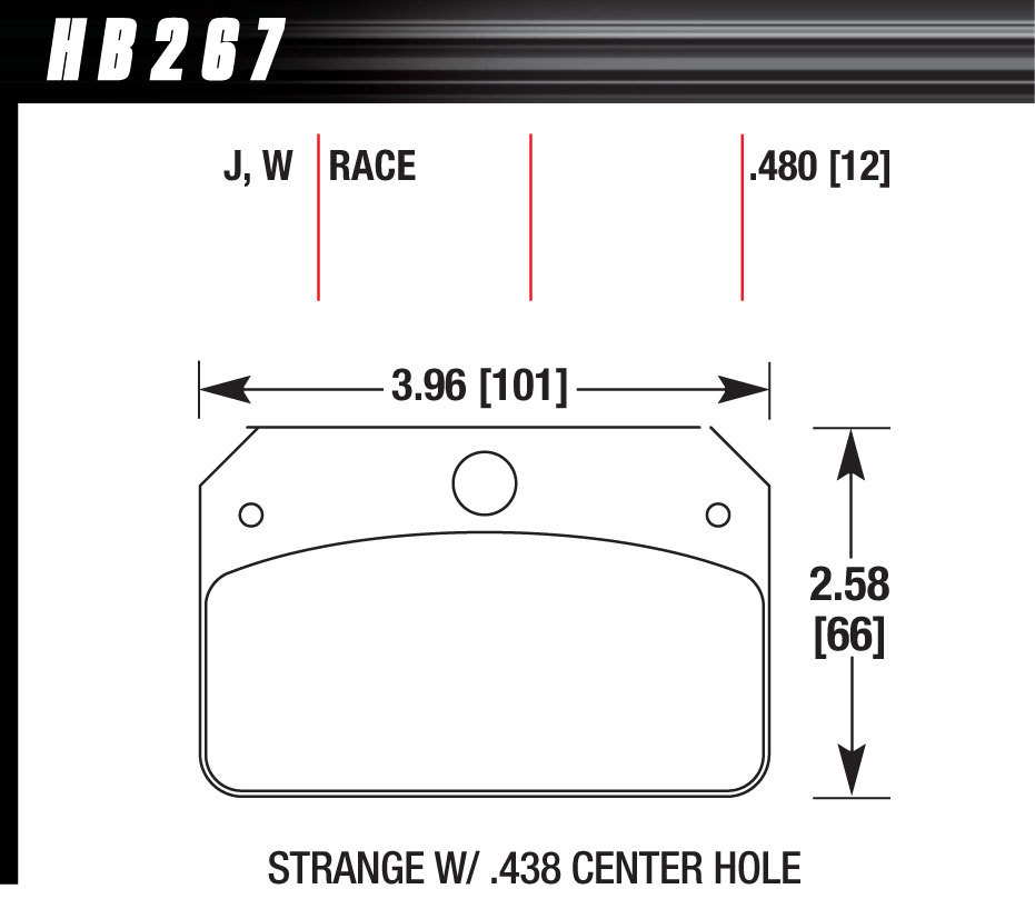Hawk Brake - Brake Pads Rear Strange W/.437 Center Hole DR-97