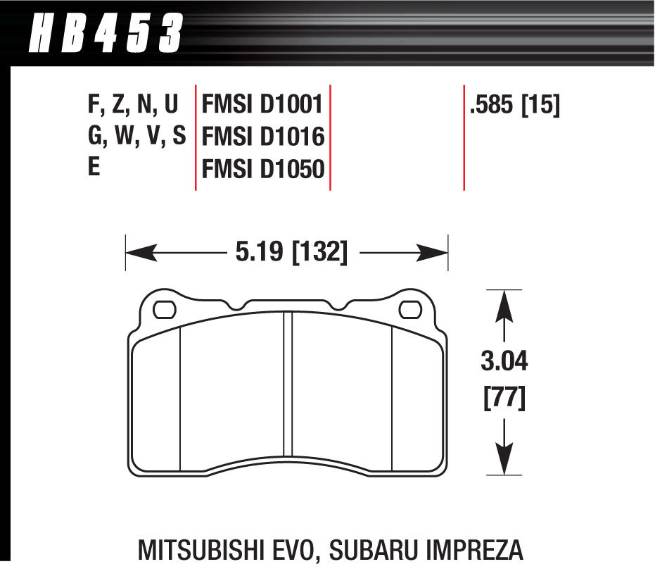 [HAWHB453Z585] Hawk Brake - Performance Street Brake Pads(4)