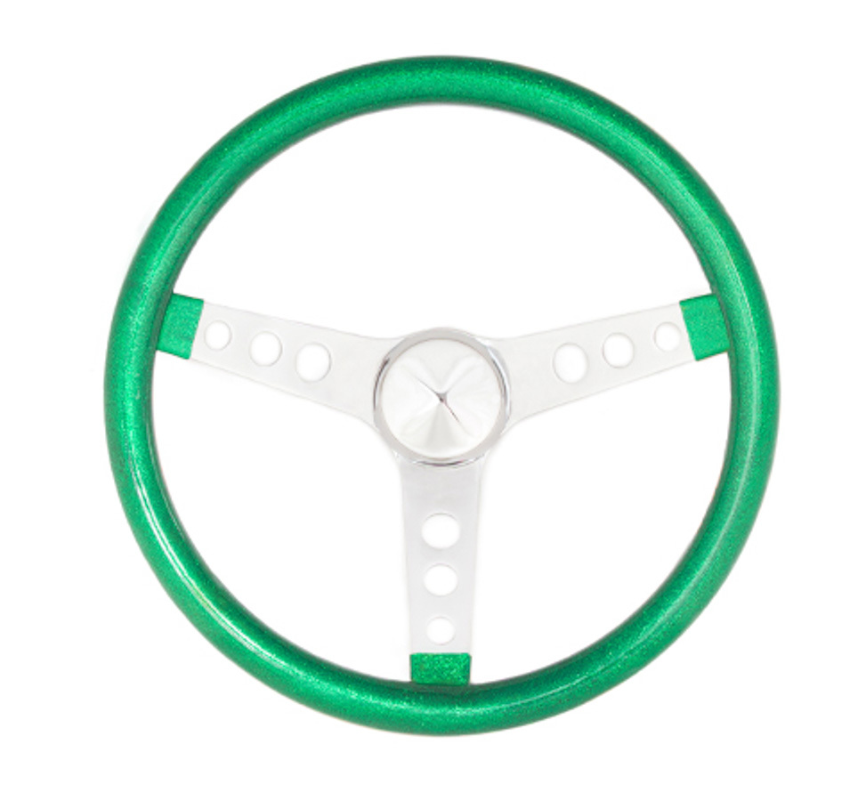 [GRT8442] GRANT - Steering Wheel Mtl Flake Green/Spoke Chrm 13.5