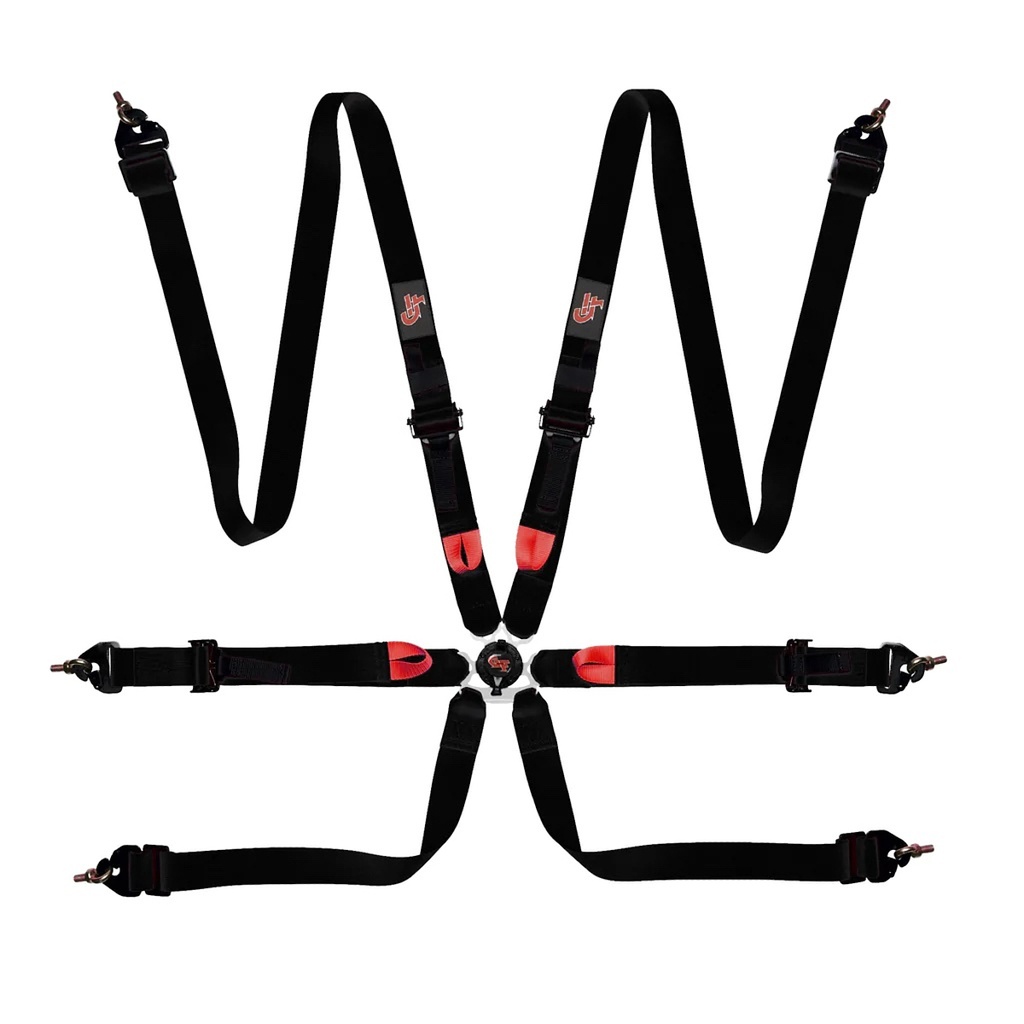 [GFR7624BK] G-Force - Harness 6-Pt Black 2In Indivd. Shlder P/U Lap