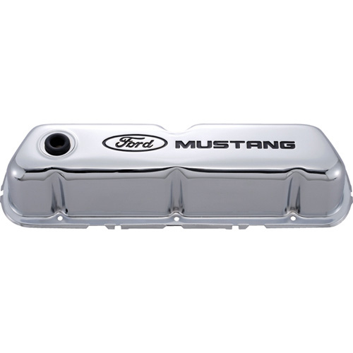 [FRD302-100] Ford - Chrome Steel Valve Cover Set W/Mustang Logo