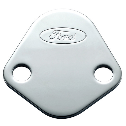 Ford - Fuel Pump Block-Off Plate Chrome W/Ford Logo