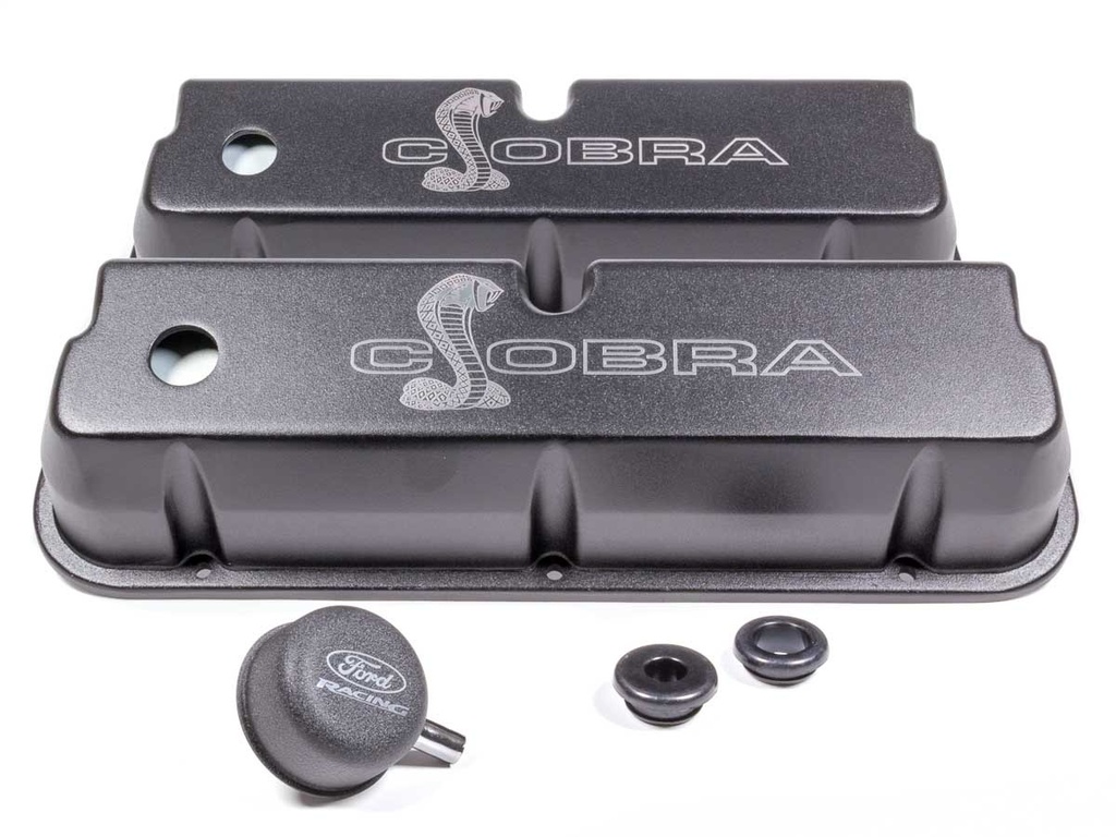 [FRDM6582-LE302SBK] Ford - SBF Valve Covers w/Cobra Logo Black