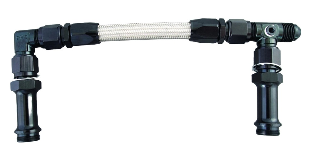 [FRG920002-BL] Fragola - #6 Fuel Line Kit 7/8-20 Dual Inlet 4150 Black