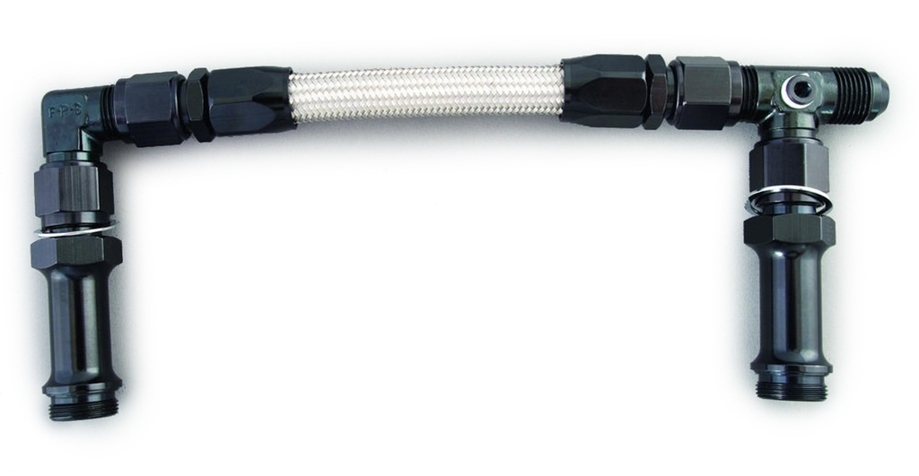 [FRG920003-BL] Fragola - #8 Fuel Line Kit 7/8-20 Dual Inlet 4150 Black