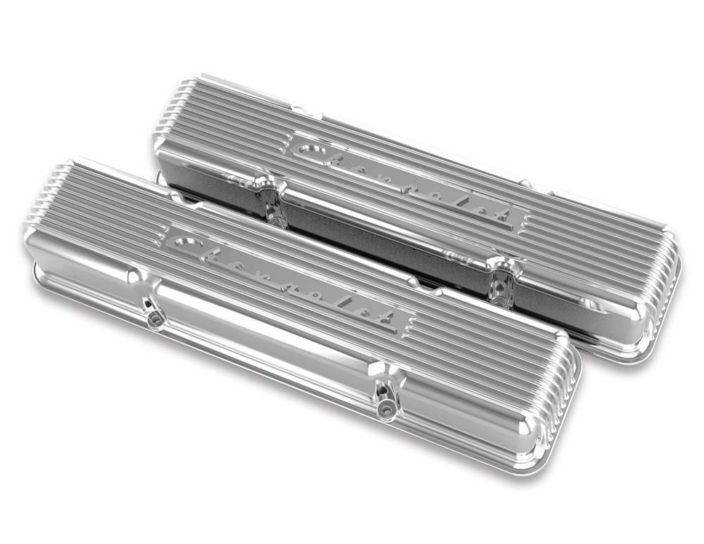 [HLY241-107] Holley - SBC Valve Covers Finned Vintage Series Polished