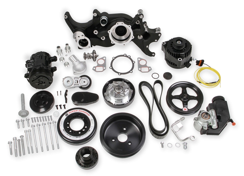 [HLY20-180BK] Holley - Gm Ls Mid Mount Complete Accessory Kit - Black
