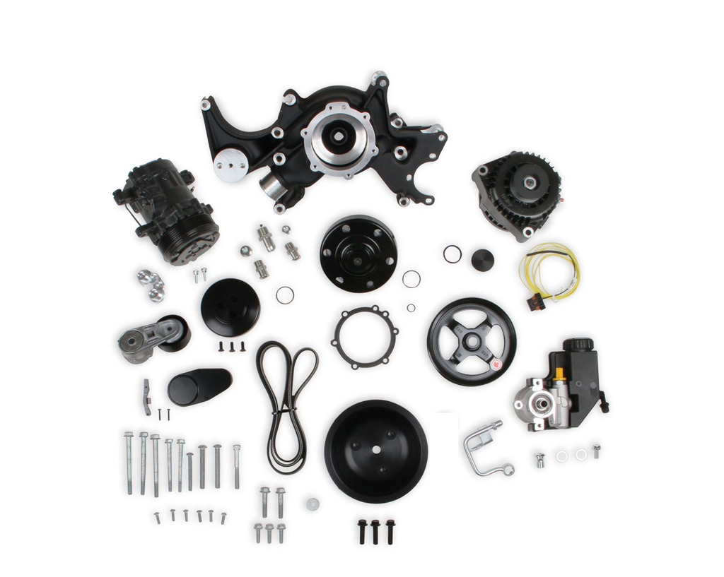 [HLY20-240BK] Holley - Mid-Mount Acc. Drive Sys SBC - Black Finish