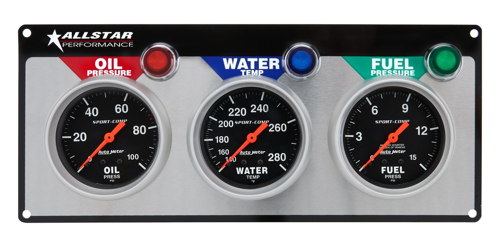 Allstar Performance - 3 Gauge Panel A/M OP/WT/FP Sport-Comp