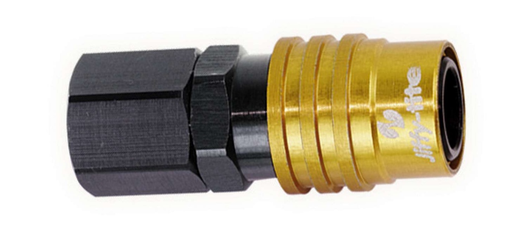 Jiffy-Tite - Q/R Female 1/2 NPT #8 Socket Valved Gold/Black