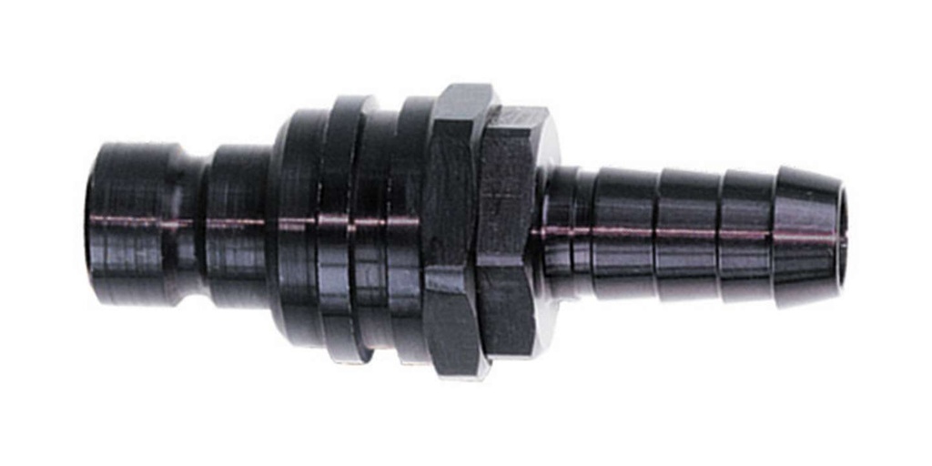 [JFT22505] Jiffy-Tite - Q/R #5 Str Male Plug w/ Hose Barb Valved Black