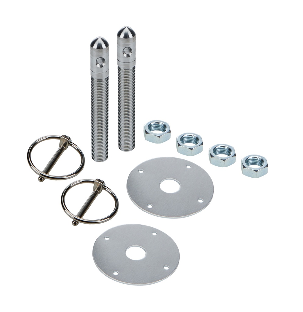 [ALL18496] Allstar Performance - Alum Hood Pin Kit 1/2in with 3/16in Clips Silver