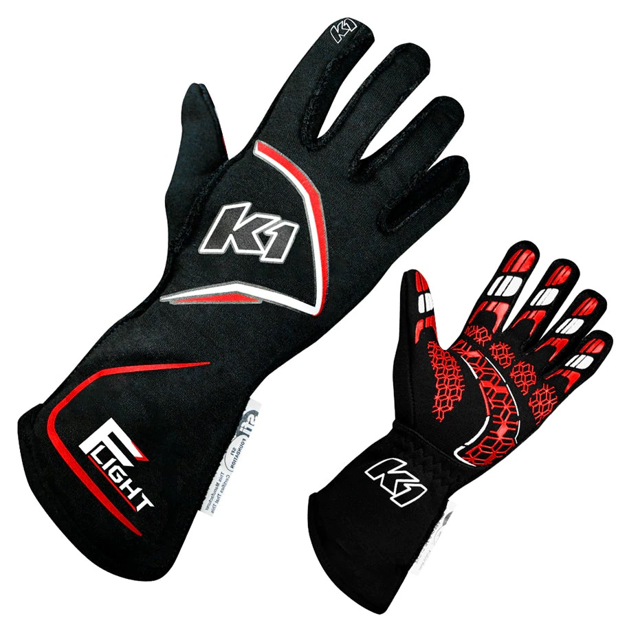 [K1R23-FLT-NR-L] K1 RaceGear - Gloves Flight Large Black-Red