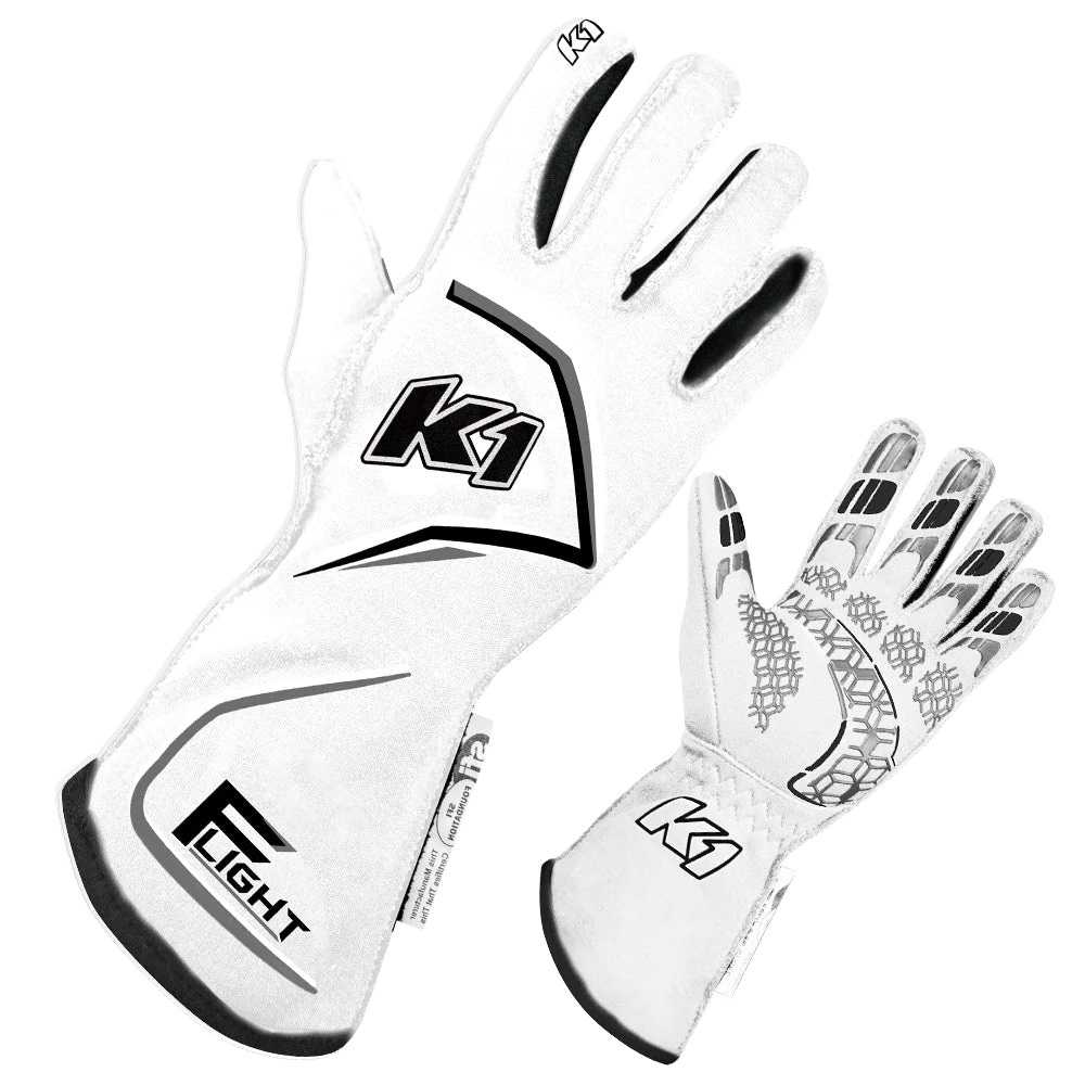 [K1R23-FLT-WG-2XL] K1 Racegear - Gloves Flight XX-Large White