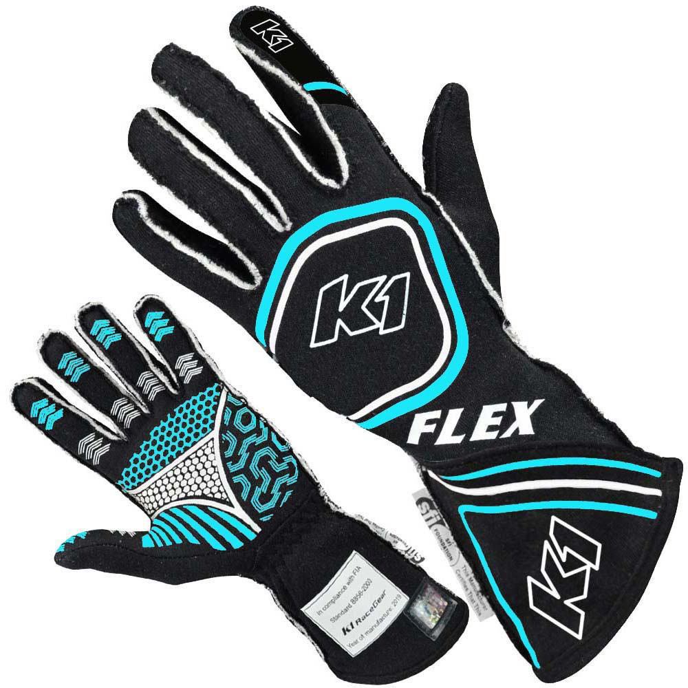 [K1R23-FLX-NFB-XL] K1 Racegear - Glove Flex X-Large Black / Flo Blue SFI / FIA