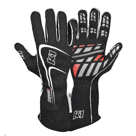 [K1R23-TR1-N-L] K1 Racegear - Glove Track1 Black Large SFI 5