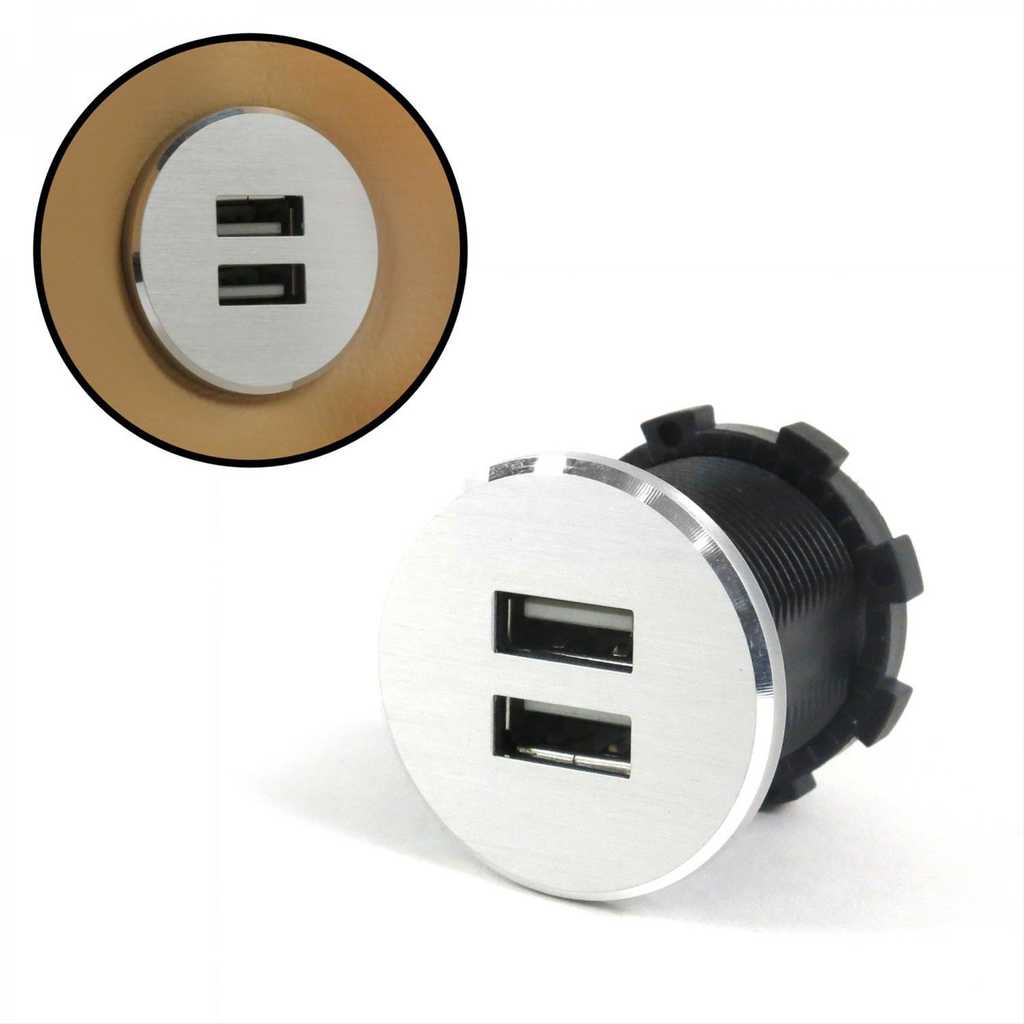 [KICKICUSB01] Keep It Clean - Silver Dash Mount Dual Port Usb Charger