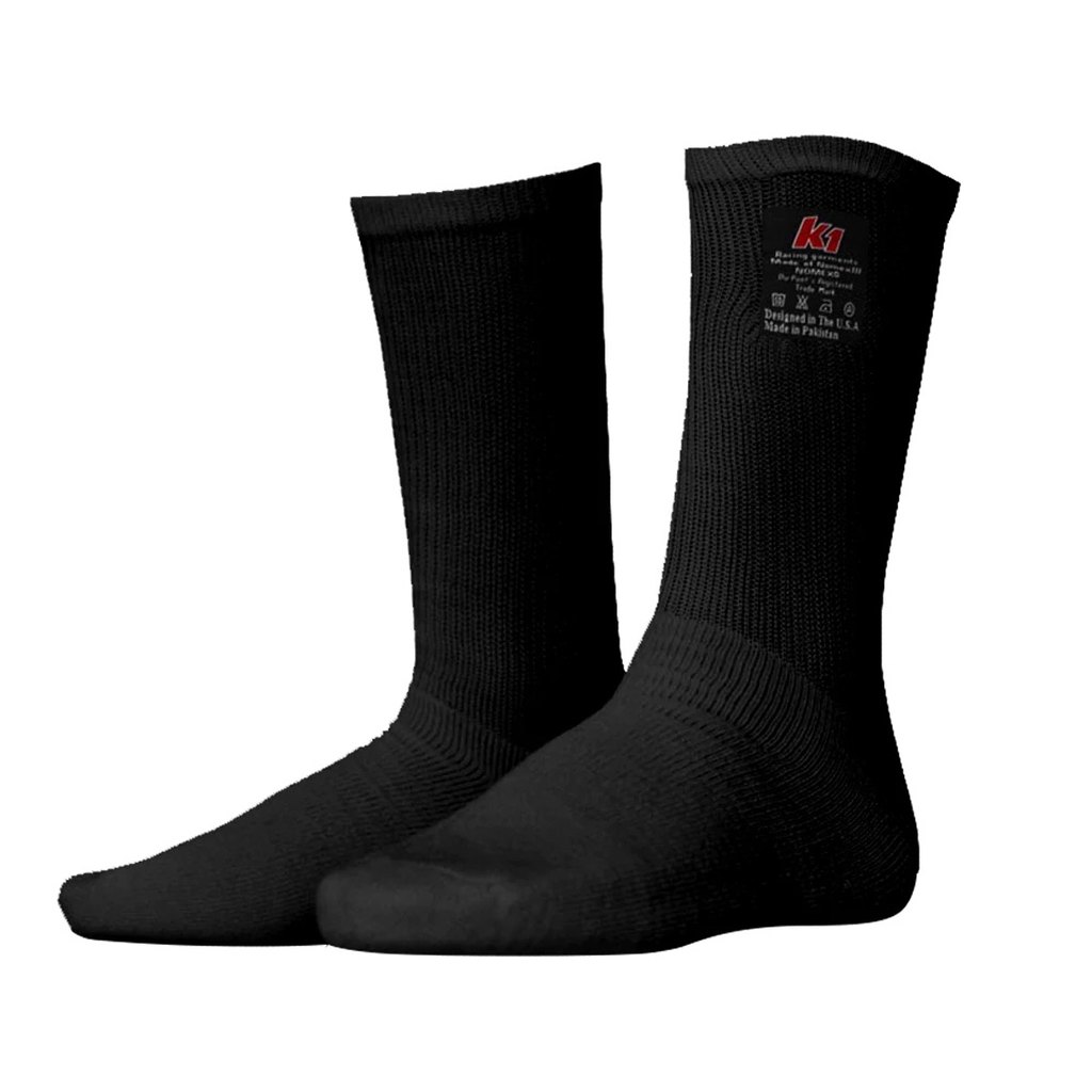 [K1R26-NSO-N-LXL] K1 Racegear - Socks Nomex K1 Black Large/X-Large