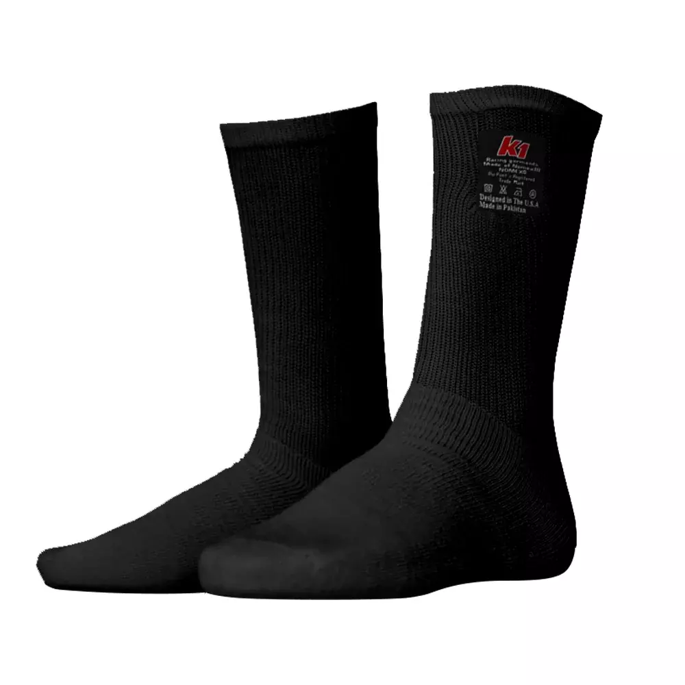 [K1R26-NSO-N-SM] K1 Racegear - Socks Nomex K1 Black Small/Medium
