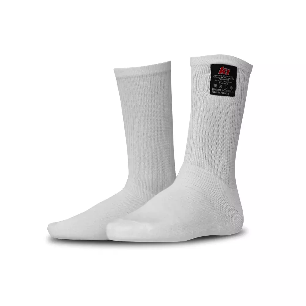 [K1R26-NSO-W-Y] K1 Racegear - Socks Nomex K1 White Youth