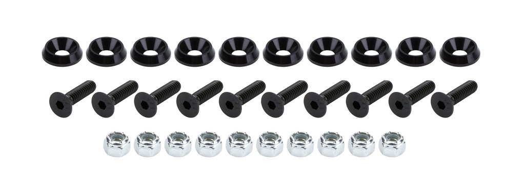 [ALL18629] Allstar Performance - Countersunk Bolts 1/4in w/ 3/4in Washer Blk 10pk