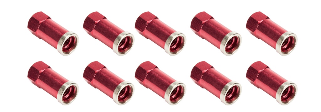 [ALL72061] Allstar Performance - QC Cover Nuts Long Red 10pk