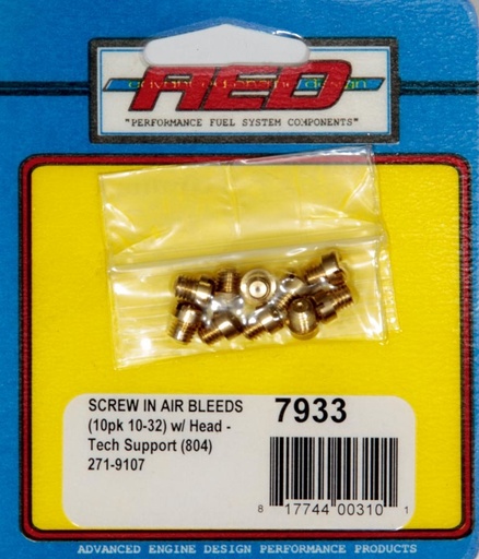 [AED7933] AED - 10-32 Screw-In Air Bleed With Head