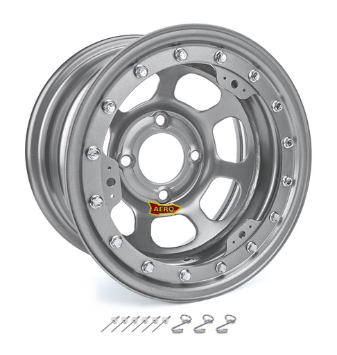 [ARW33-084520S] Aero Race Wheels - 13x8 2in. 4.50 Silver Beadlock Wheel
