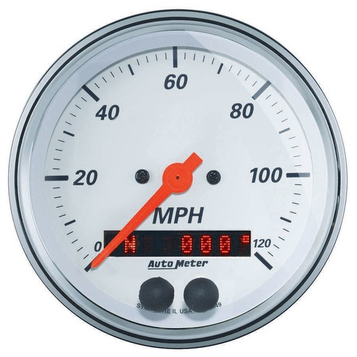 [ATM1349] Autometer - 3-3/8 Speedometer 120Mph Gps Arctic White Series
