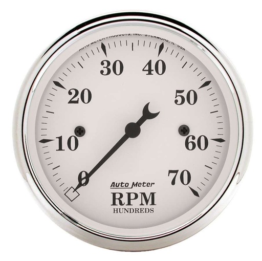 [ATM1695] Autometer - Old Tyme White 3 1/8in Tach 7000 RPM Elec.