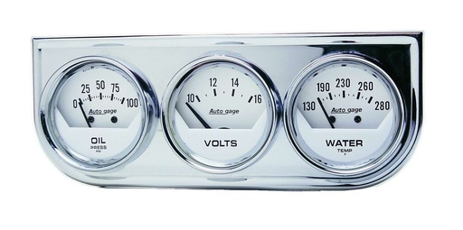 [ATM2325] Autometer - 2-1/16in Oil/Volt/Water Chrm Short Sweep Console