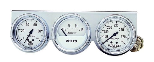 [ATM2329] Autometer - 2-5/8in Oil/Volt/Water Chrome Console